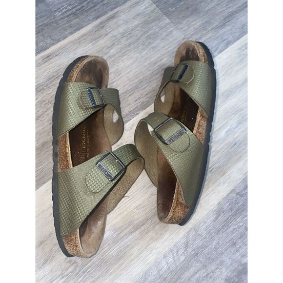 Birkenstock Leather Sandals Size 8W WoMens Green Color Double Buckle READ - Picture 9 of 14